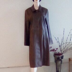 Danier Supple Leather Coat Sz XL Bust 44" Doubled Length 45 1/2